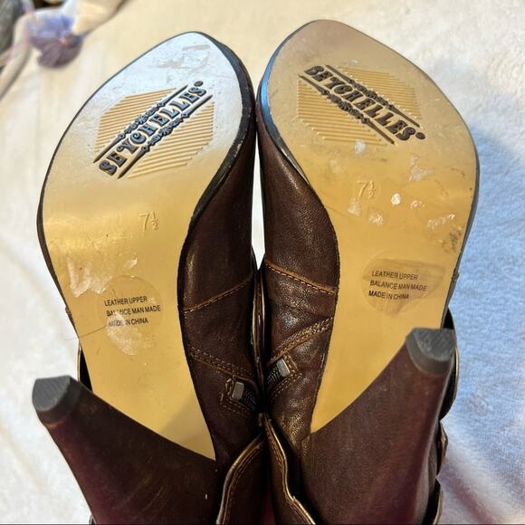 Seychelles Metallic Brown Leather Fold Over Ankle Booties w/ Heel Size 7.5 - Picture 7 of 13